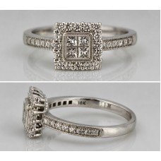 Vintage 0.70 Carat Diamond 18ct White Gold Cluster Ring