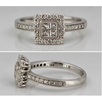 Vintage 0.70 Carat Diamond 18ct White Gold Cluster Ring Vintage 0.70 Carat Diamond 18ct White Gold Cluster Ring