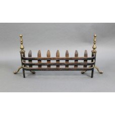 19th c. Brass & Cast Iron Fire Guard Basket Front