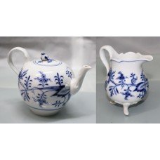 19th c. Meissen Blue & White Teapot & Cream Jug