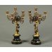 Pair of 19th c. Bronze & Marble Five Branch Putto Candelabras