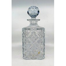 20th c. English Cut Glass Crystal Square Spirit Decanter