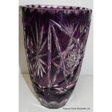 Amethyst Cut Glass Overlay Crystal Vase