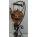 Antique Copper Spirit Kettle on Wrought Iron Stand