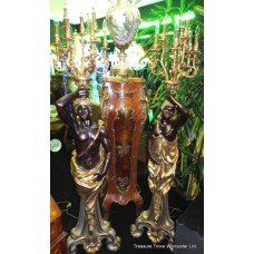 Pair Venetian Style Gilt 7ft Blackamoor Standard Candelabras