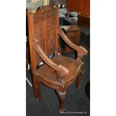 Victorian Carved Oak Throne Chair