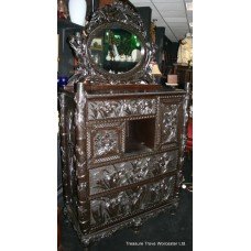 Superbly Carved Victorian Chinese Cabinet c.1840 Was £2500