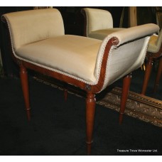 Elegant Satinwood Double Sided Stool Hepplewhite Style Upholostered Silk