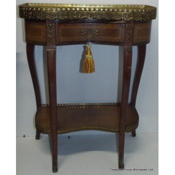 Marble Topped  Kidney Shaped Mid 20th c. Inlaid Side Table