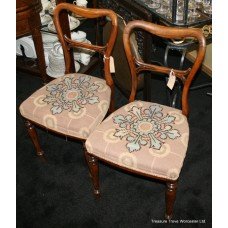 Pair of Victorian Walnut Tapestry Chairs