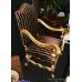 Gilt Purple & Gold Silk Upholstered Throne Chair