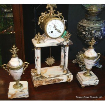 Antique Marble Garniture Clock Set c.1890