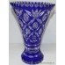 Webb Corbett Blue Cut Glass Overlay Crystal Vase
