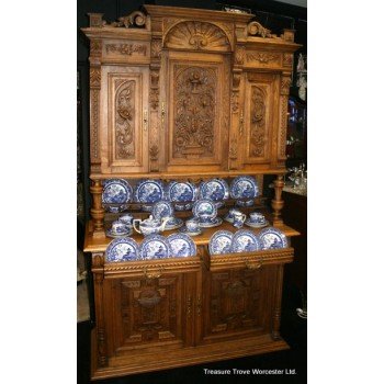 Carved Oak Victorian French Dresser