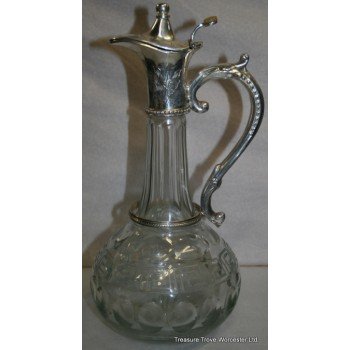 Cut Glass Silver Plated Claret Jug