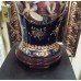 Porcelain Lamp With Romantic Scene Complete With Handmade Silk Shade