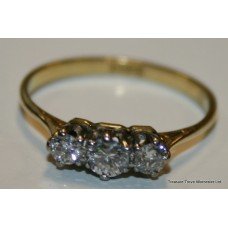 Diamond Three Stone Yellow Gold Ring