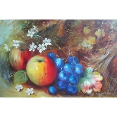 E.Phillips Painted Fruit Porcelain Plaque Framed