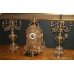 Ornate Louis Style French Brass Garniture Clock Set