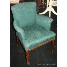 Studded Green Velvet Mahogany Armchair