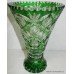 Green Cut Glass Overlay Crystal Vase