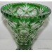 Green Cut Glass Overlay Crystal Vase
