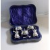 10 Piece Joseph Gloster Ltd Solid Silver Condiment Set With Original Blue Glass Liners