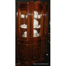 Italian Walnut Inlaid Serpentine Fronted Display Cabinet