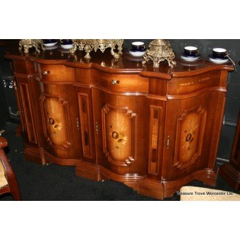 Italian Walnut Inlaid Large Serpentine Fronted Sideboard