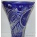 Tall Blue Cut Glass Crystal Bird Vase