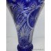 Tall Blue Cut Glass Crystal Bird Vase