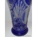 Tall Blue Cut Glass Crystal Bird Vase