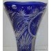 Tall Blue Cut Glass Crystal Bird Vase