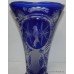 Tall Blue Cut Glass Crystal Bird Vase