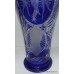 Tall Blue Cut Glass Crystal Bird Vase