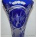 Tall Blue Cut Glass Crystal Bird Vase
