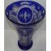 Tall Blue Cut Glass Crystal Bird Vase
