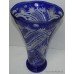 Tall Blue Cut Glass Crystal Bird Vase