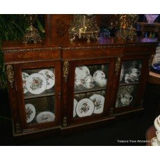 Fine Antique Inlaid Walnut Breakfront Credenza