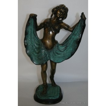Bronze Art Deco Style Verdigris Dancer Figure
