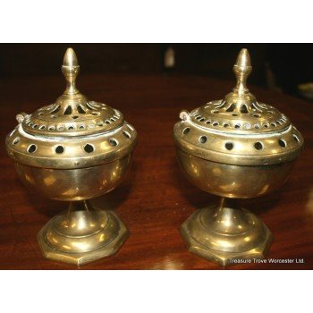Pair of Early Antique Georgian Brass Burners