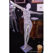 Life-size Standing Mirrored Mosaic Mannequin Figure on Stand