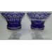 Pair of Large Cut Glass Overlay Crystal Thistle Vases