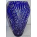 Pair of Fine Blue Cut Glass Overlay Crystal Vases