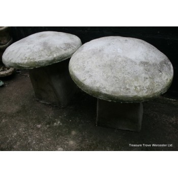 Pair of Heavy Antique Style Composite Stone Staddlestones