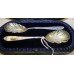 Pair of Edwardian Engraved Sterling Silver Dessert Spoons London 1902