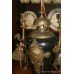 Pair of Victorian Marble & Brass Table Lamps with Shades
