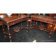 Pair of Georgian Style Walnut Carved Occasional Tables