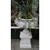 Pair of White Ram's Head Classical Style Garden Urns on Stands