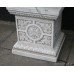 Pair of White Ram's Head Classical Style Garden Urns on Stands